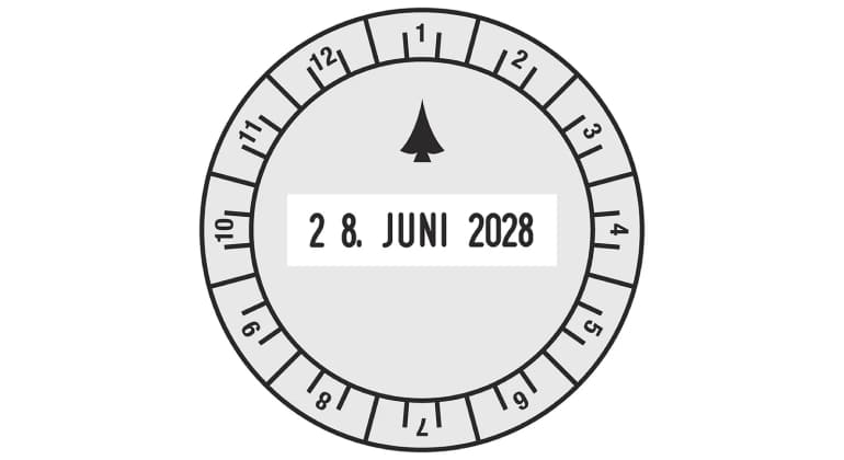 Trodat Classic Datumstempel 2910/U1-12 mit Uhrzeitplatte (Ø 50 mm)