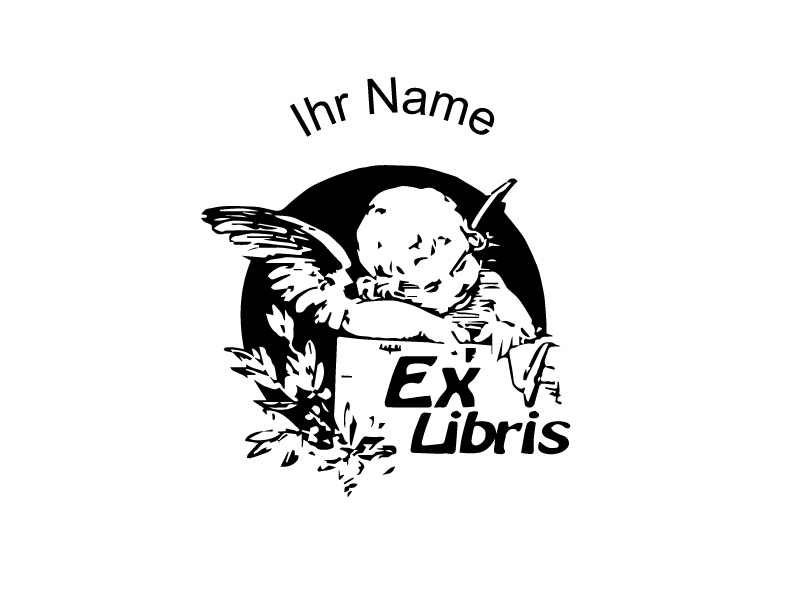 Holzstempel Exlibris rund 40 mm