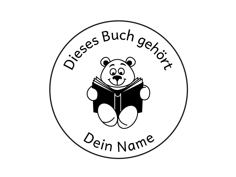 Buchstempel Teddybär rund 40 mm